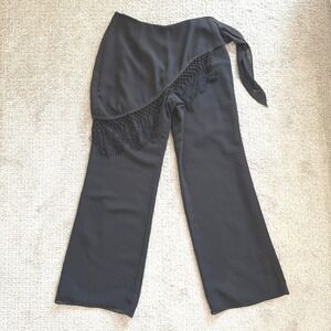 Vintage Skants Skirt Pants Black Wide Leg Macrame 90s Elegant Minimal Statement
